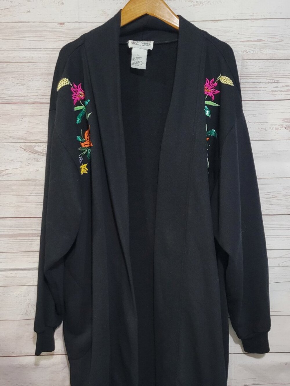 Lacy Afternoon Open Front Duster Womens 3X Embroidered Embellished Vintage